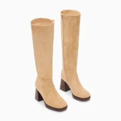 Vanessa Wu Bottes Nia Beiges A Talon Bois Outlet