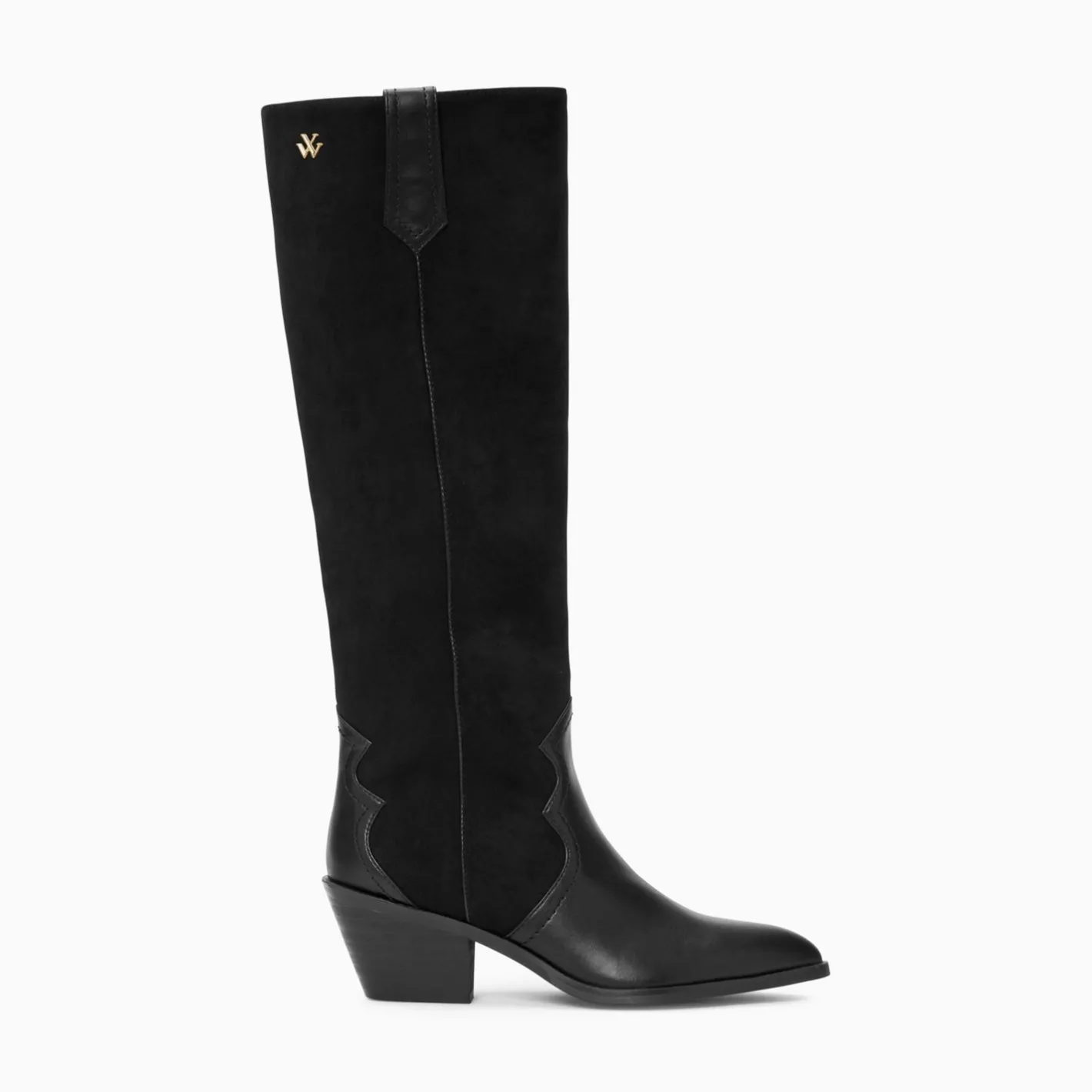 Vanessa Wu Bottes Santiags Joe Bi-Matiere Noires Best