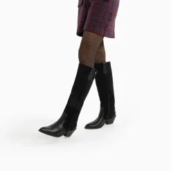 Vanessa Wu Bottes Santiags Joe Bi-Matiere Noires Best