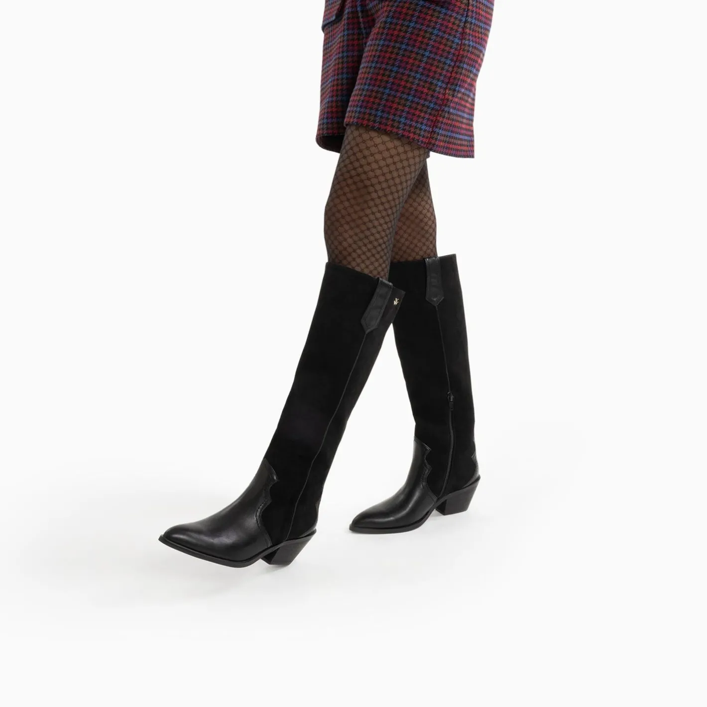 Vanessa Wu Bottes Santiags Joe Bi-Matiere Noires Best