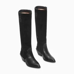 Vanessa Wu Bottes Santiags Joe Bi-Matiere Noires Best