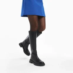 Vanessa Wu Bottes Sofia Noires A Semelle Crantee Outlet