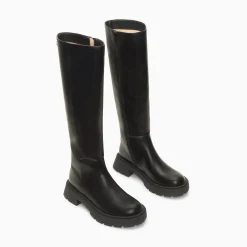 Vanessa Wu Bottes Sofia Noires A Semelle Crantee Outlet
