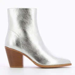 Vanessa Wu Bottines A Talon Julia Argent Effet Texture Hot