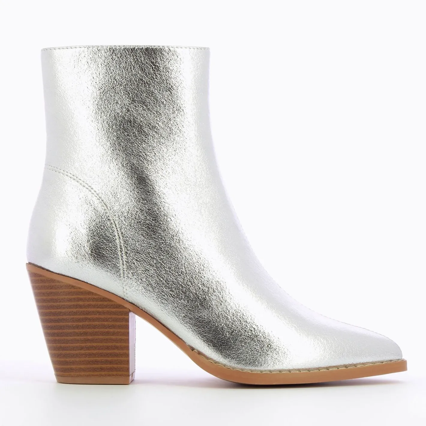 Vanessa Wu Bottines A Talon Julia Argent Effet Texture Hot