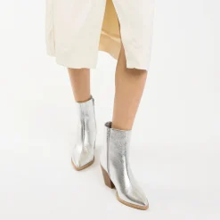 Vanessa Wu Bottines A Talon Julia Argent Effet Texture Hot