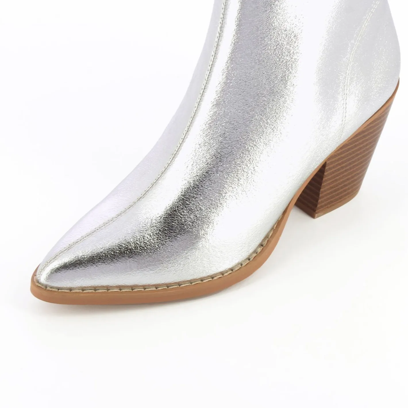 Vanessa Wu Bottines A Talon Julia Argent Effet Texture Hot