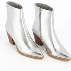 Vanessa Wu Bottines A Talon Julia Argent Effet Texture Hot