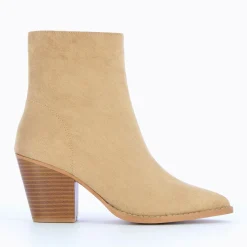 Vanessa Wu Bottines A Talon Julia En Suedine Beige Discount