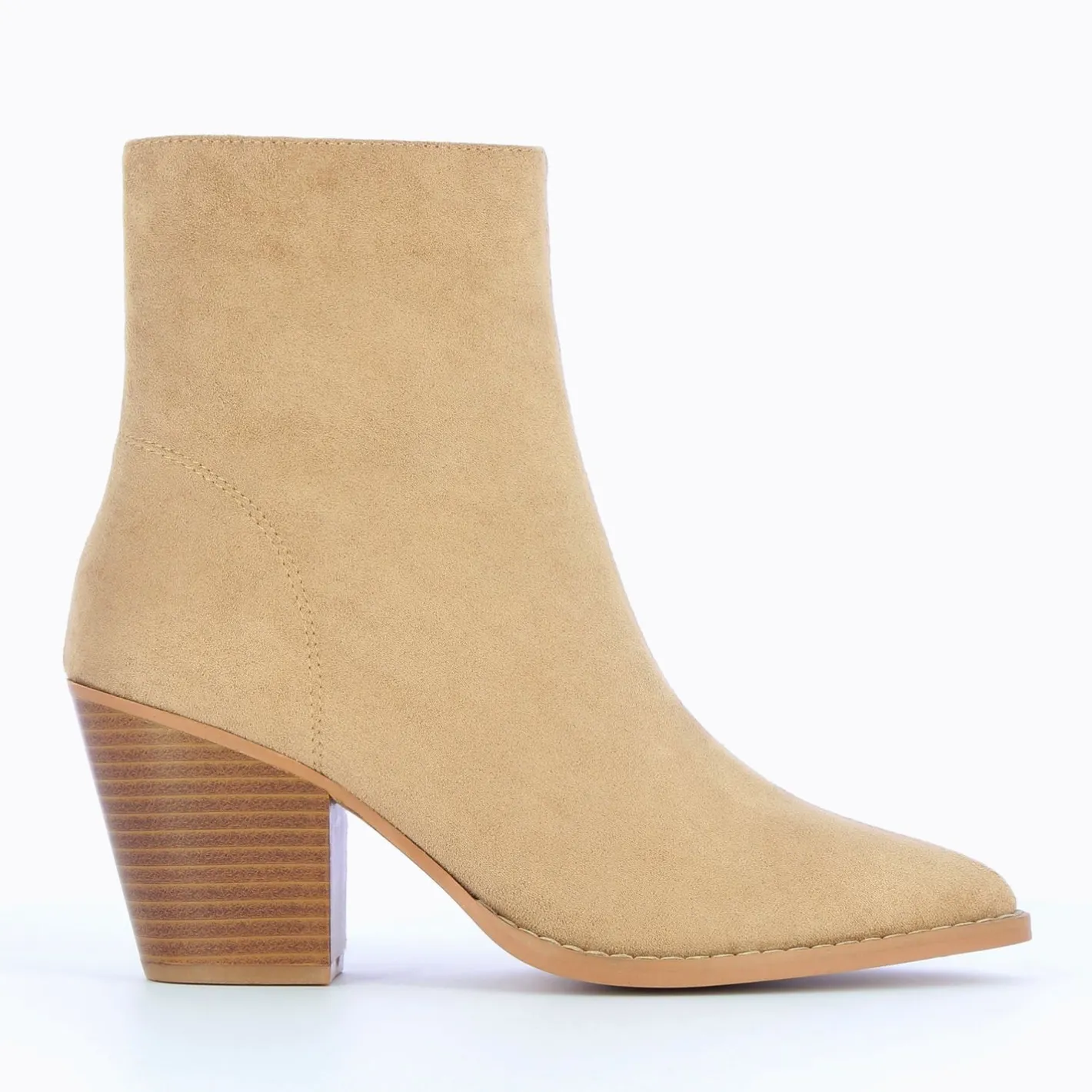 Vanessa Wu Bottines A Talon Julia En Suedine Beige Discount