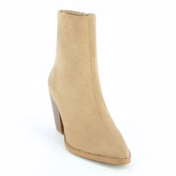Vanessa Wu Bottines A Talon Julia En Suedine Beige Discount