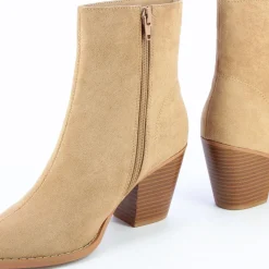 Vanessa Wu Bottines A Talon Julia En Suedine Beige Discount