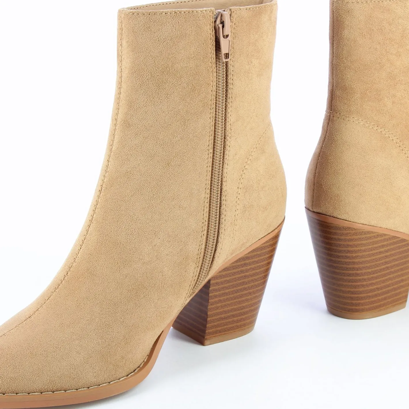 Vanessa Wu Bottines A Talon Julia En Suedine Beige Discount
