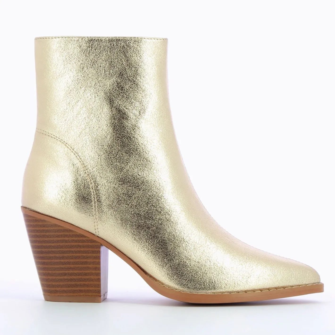 Vanessa Wu Bottines A Talon Julia Or Effet Texture Outlet