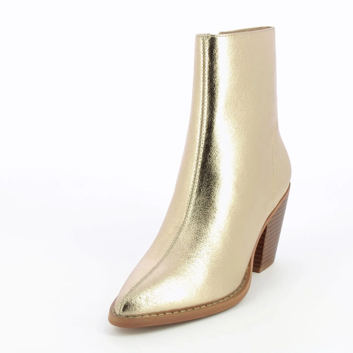 Vanessa Wu Bottines A Talon Julia Or Effet Texture Outlet