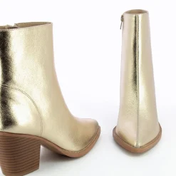 Vanessa Wu Bottines A Talon Julia Or Effet Texture Outlet