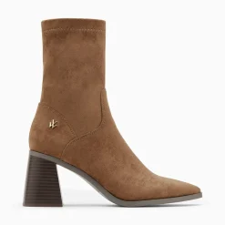 Vanessa Wu Bottines Chaussettes Alizee Marron A Talon Trapeze
