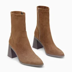 Vanessa Wu Bottines Chaussettes Alizee Marron A Talon Trapeze