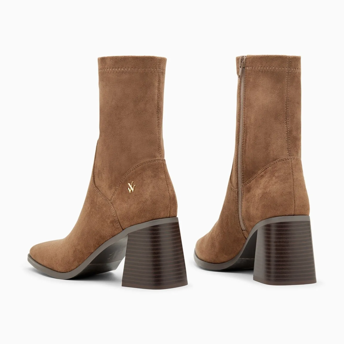 Vanessa Wu Bottines Chaussettes Alizee Marron A Talon Trapeze