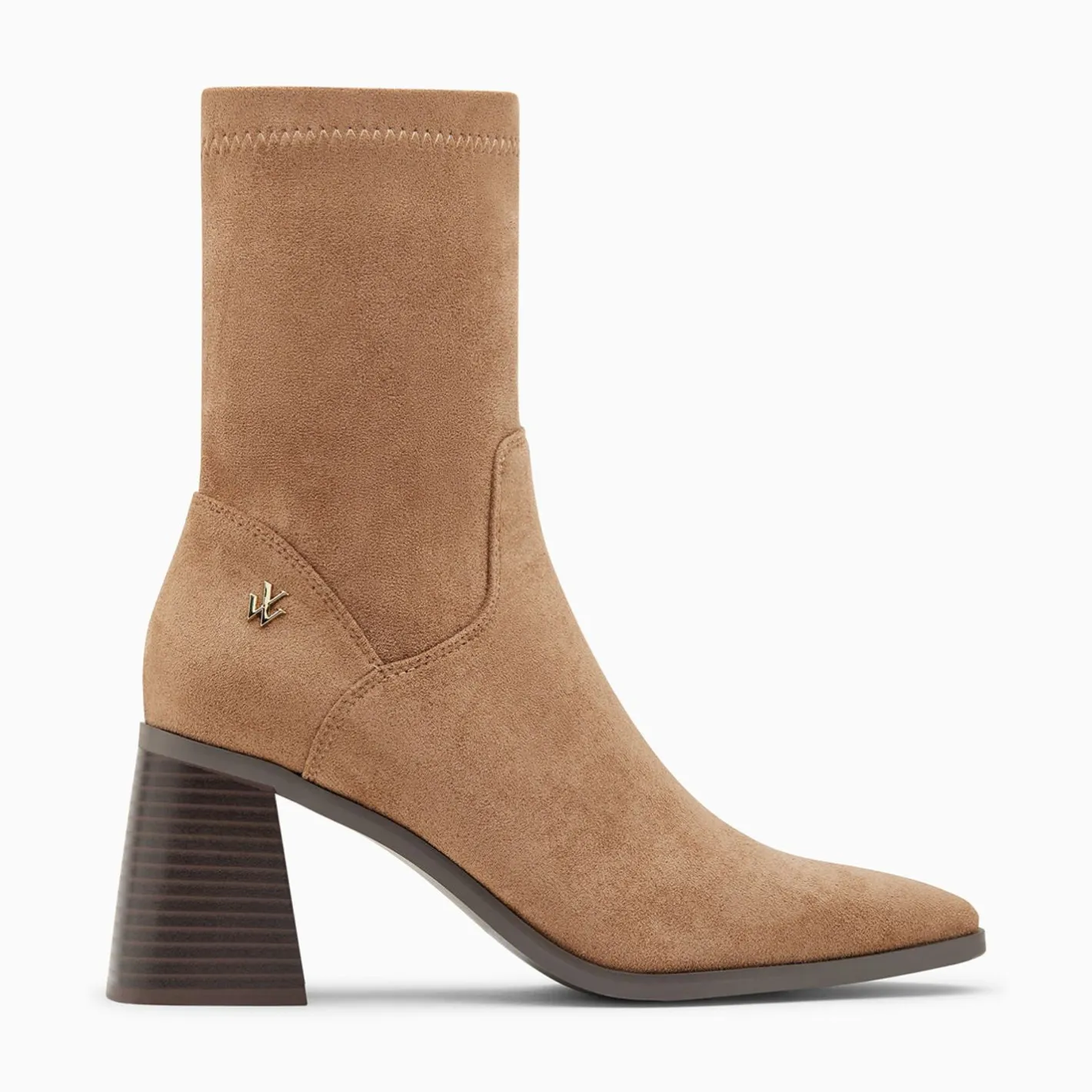 Vanessa Wu Bottines Chaussettes Alizee Beiges A Talon Trapeze