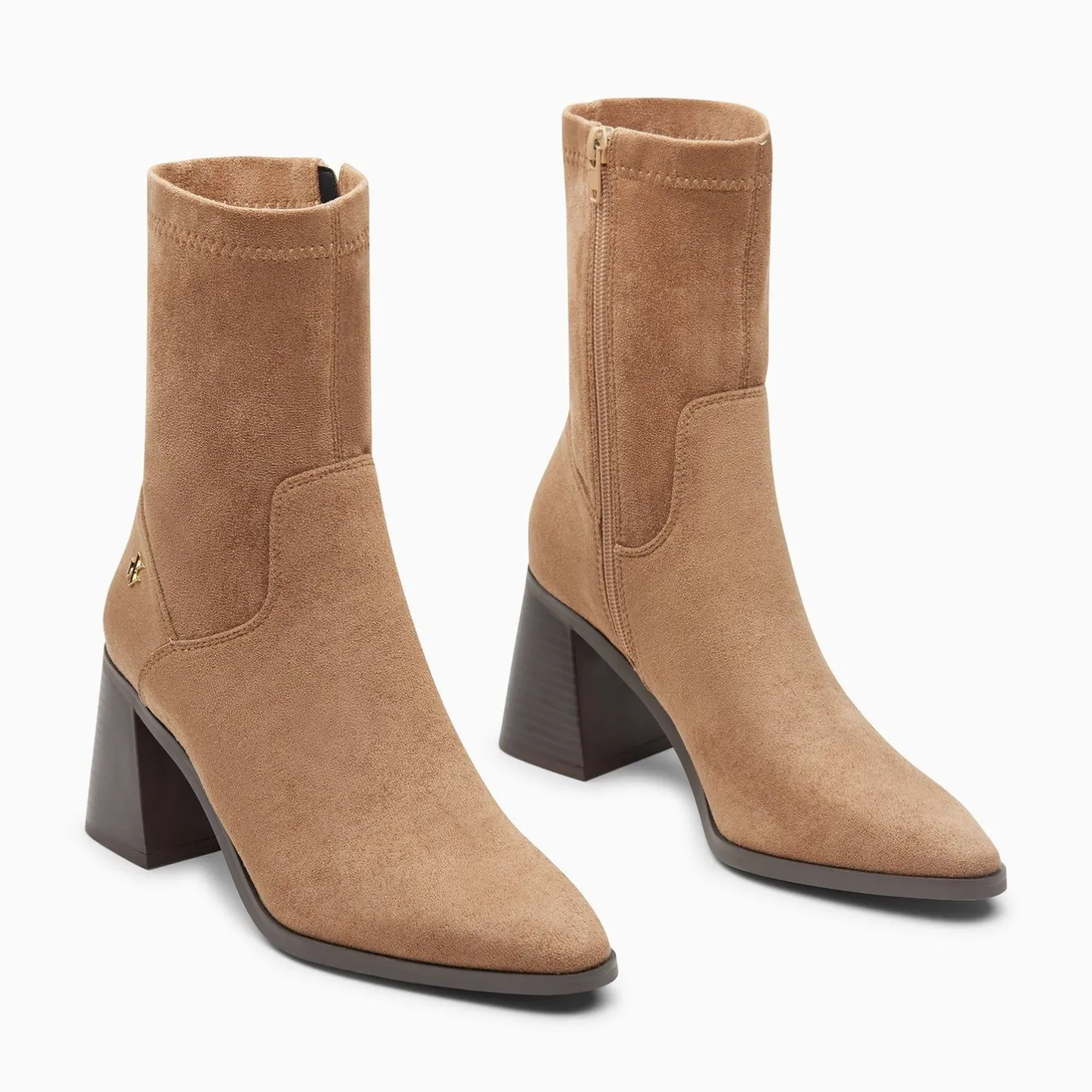 Vanessa Wu Bottines Chaussettes Alizee Beiges A Talon Trapeze