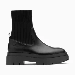 Vanessa Wu Bottines Chaussettes Elisa Noires A Plateforme Crantee