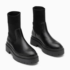 Vanessa Wu Bottines Chaussettes Elisa Noires A Plateforme Crantee