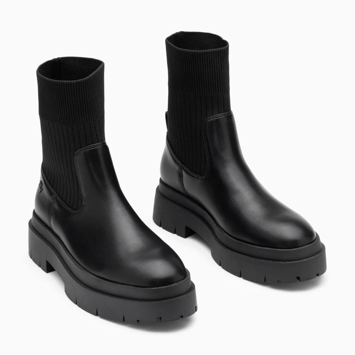 Vanessa Wu Bottines Chaussettes Elisa Noires A Plateforme Crantee