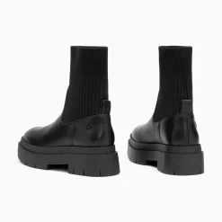 Vanessa Wu Bottines Chaussettes Elisa Noires A Plateforme Crantee