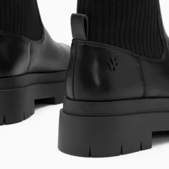 Vanessa Wu Bottines Chaussettes Elisa Noires A Plateforme Crantee