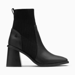 Vanessa Wu Bottines Chaussettes Jinger Noires A Talon Trapeze Best