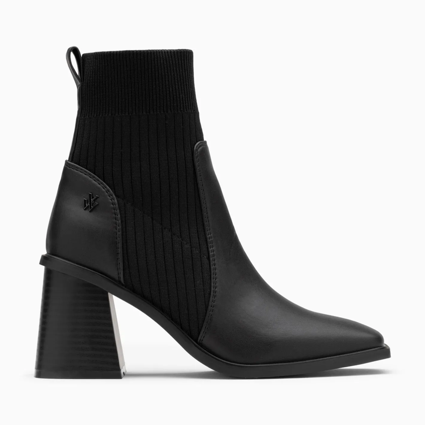 Vanessa Wu Bottines Chaussettes Jinger Noires A Talon Trapeze Best