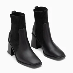 Vanessa Wu Bottines Chaussettes Jinger Noires A Talon Trapeze Best