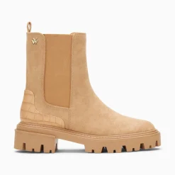 Vanessa Wu Bottines Chelsea Greta Beiges A Contrefort Croco New