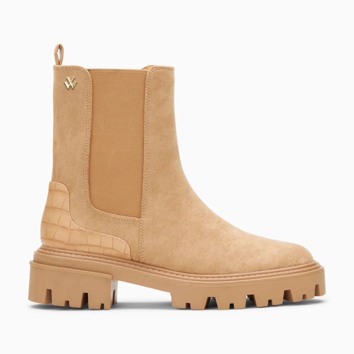 Vanessa Wu Bottines Chelsea Greta Beiges A Contrefort Croco New