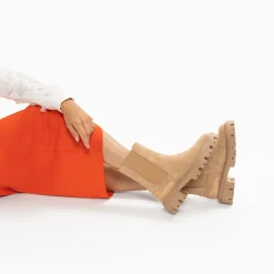 Vanessa Wu Bottines Chelsea Greta Beiges A Contrefort Croco New