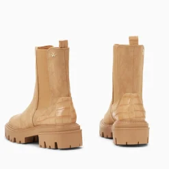 Vanessa Wu Bottines Chelsea Greta Beiges A Contrefort Croco New
