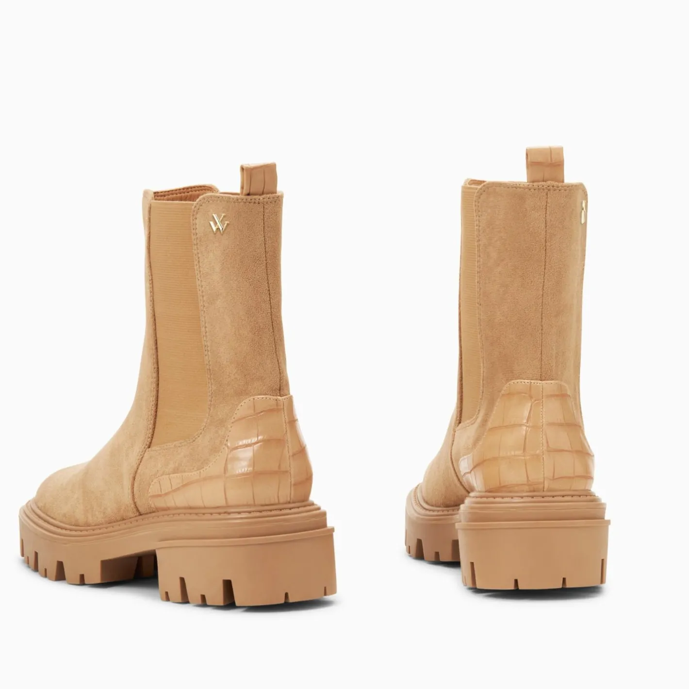 Vanessa Wu Bottines Chelsea Greta Beiges A Contrefort Croco New