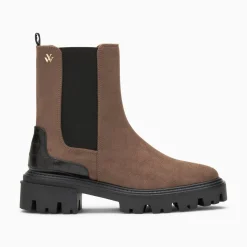Vanessa Wu Bottines Chelsea Greta Marron A Contrefort Croco Outlet