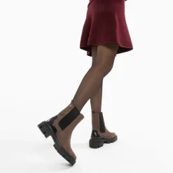 Vanessa Wu Bottines Chelsea Greta Marron A Contrefort Croco Outlet