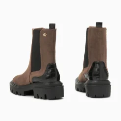 Vanessa Wu Bottines Chelsea Greta Marron A Contrefort Croco Outlet