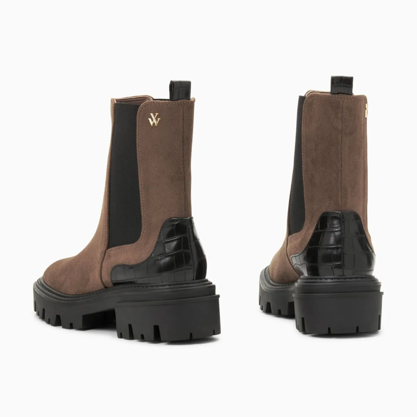 Vanessa Wu Bottines Chelsea Greta Marron A Contrefort Croco Outlet
