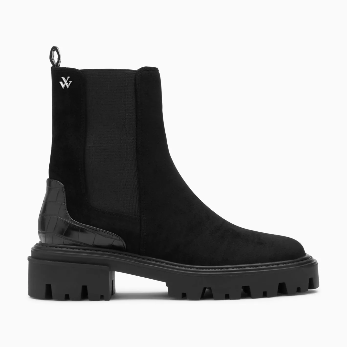 Vanessa Wu Bottines Chelsea Greta Noires A Contrefort Croco Sale