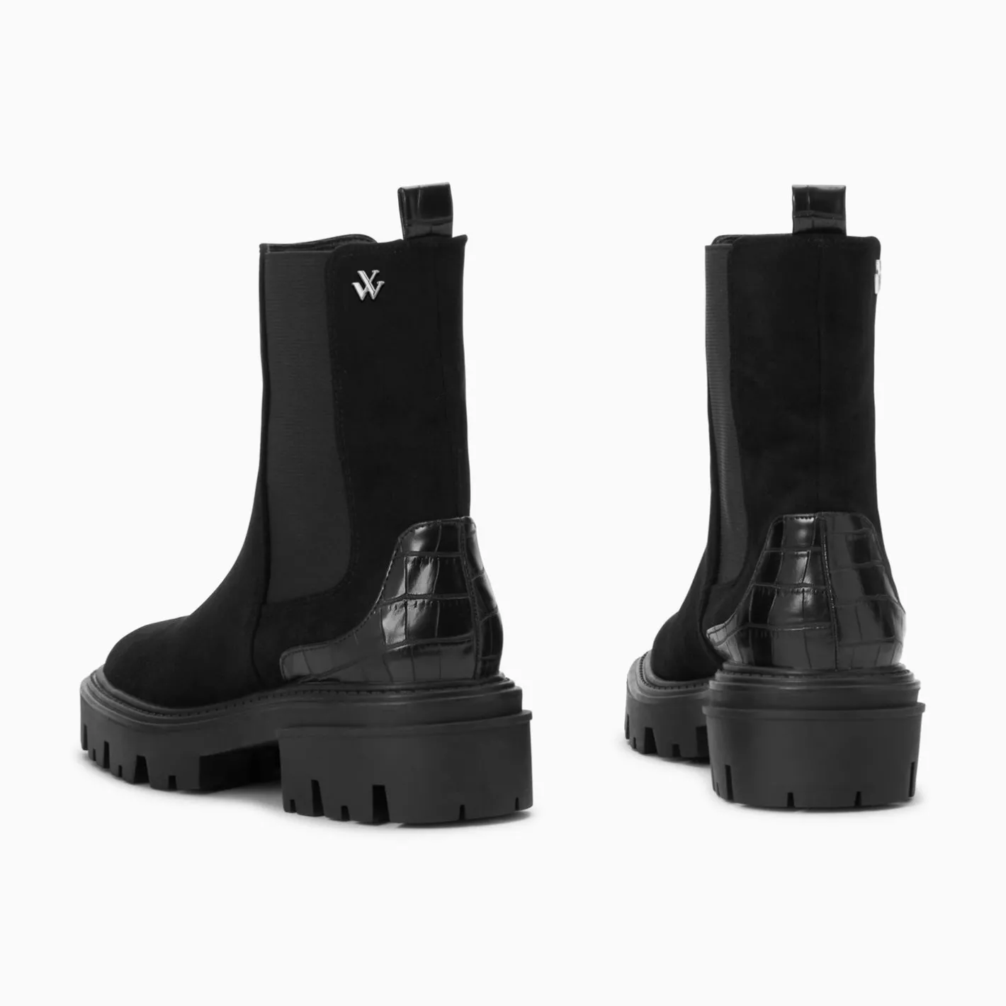 Vanessa Wu Bottines Chelsea Greta Noires A Contrefort Croco Sale