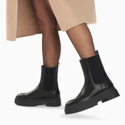 Vanessa Wu Bottines Chelsea Oceane Noires A Plateforme Crantee New