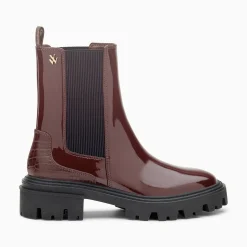 Vanessa Wu Bottines Chelsea Pamela Bordeaux Vernies A Semelle Crantee Sale