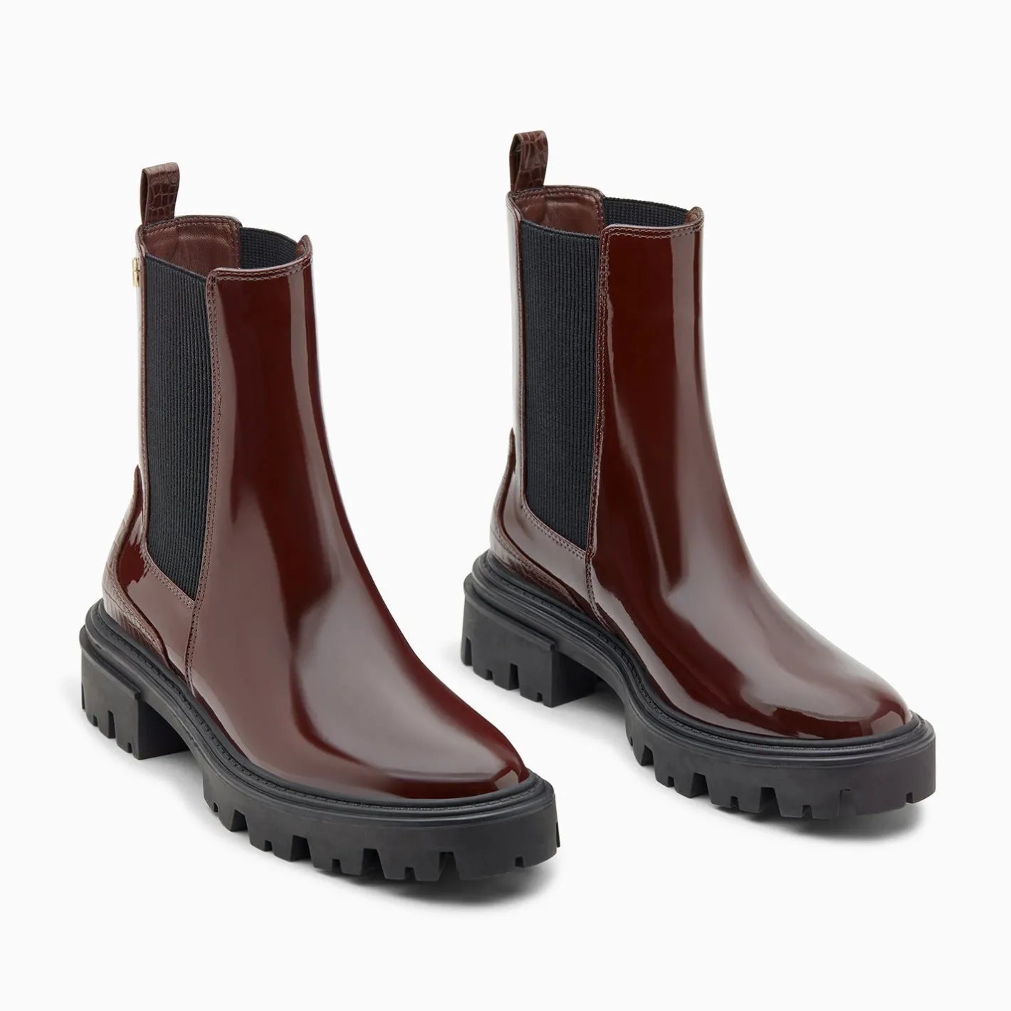 Vanessa Wu Bottines Chelsea Pamela Bordeaux Vernies A Semelle Crantee Sale