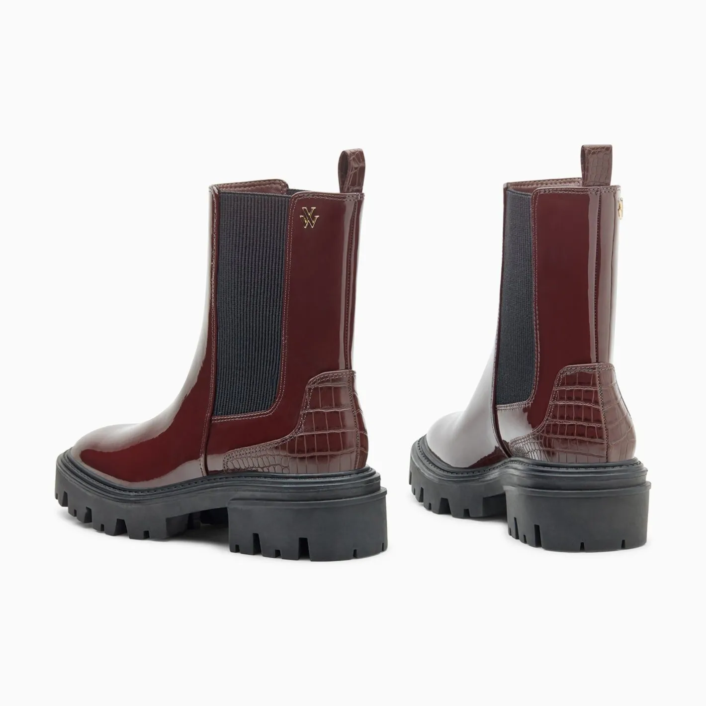 Vanessa Wu Bottines Chelsea Pamela Bordeaux Vernies A Semelle Crantee Sale