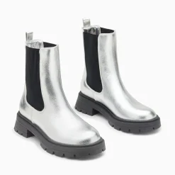Vanessa Wu Bottines Chelsea Phoebe Argent A Semelle Oversize Outlet