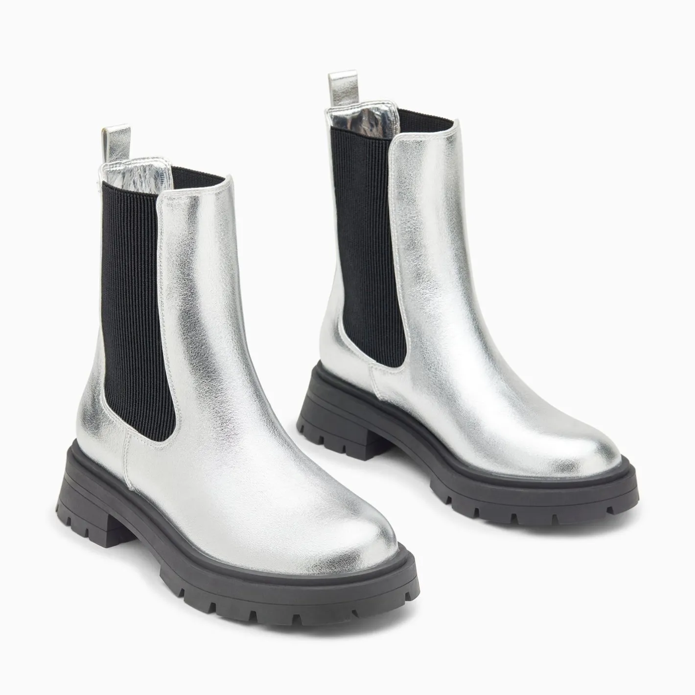 Vanessa Wu Bottines Chelsea Phoebe Argent A Semelle Oversize Outlet